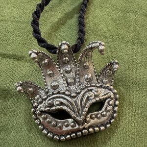 Pewter Mask Pendant Necklace